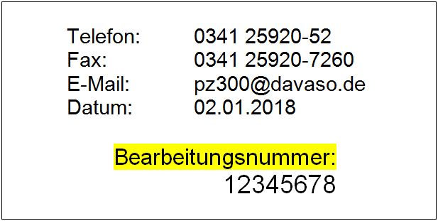 Bearbeitungsnummer